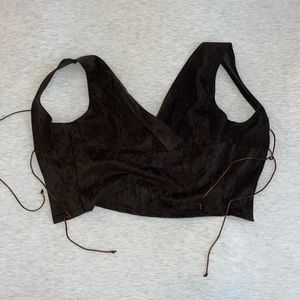 Very cute Harley Rose small size tie back tank with dark brown suede material